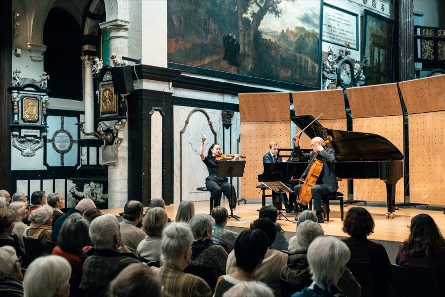Karen Su performing in a chamber trio